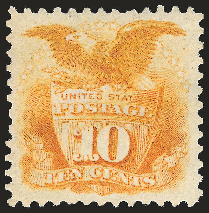 Value of US Stamp Scott Catalogue #127 - 10c 1875 Pictorial Re-issue Shield Eagle. Robert Siegel Auction Galleries, Jun 2009, Sale 975, Lot 1373