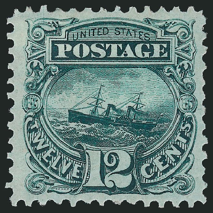 US Stamps Values Scott Cat. #128: 1875 12c Pictorial Re-issue S.S. Adriatic. Robert Siegel Auction Galleries, Oct 2012, Sale 1033, Lot 4068