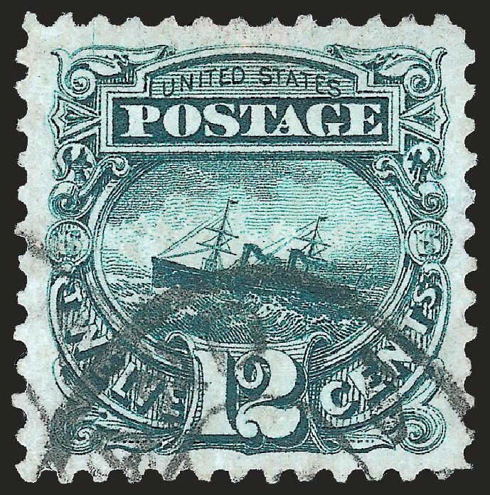 Price of US Stamp Scott Catalogue # 128 - 12c 1875 Pictorial Re-issue S.S. Adriatic. Robert Siegel Auction Galleries, Apr 2010, Sale 984, Lot 448