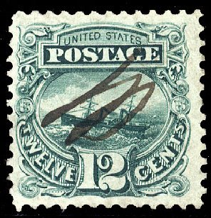 US Stamp Price Scott 128 - 12c 1875 Pictorial Re-issue S.S. Adriatic. Cherrystone Auctions, Jan 2010, Sale 201001, Lot 100