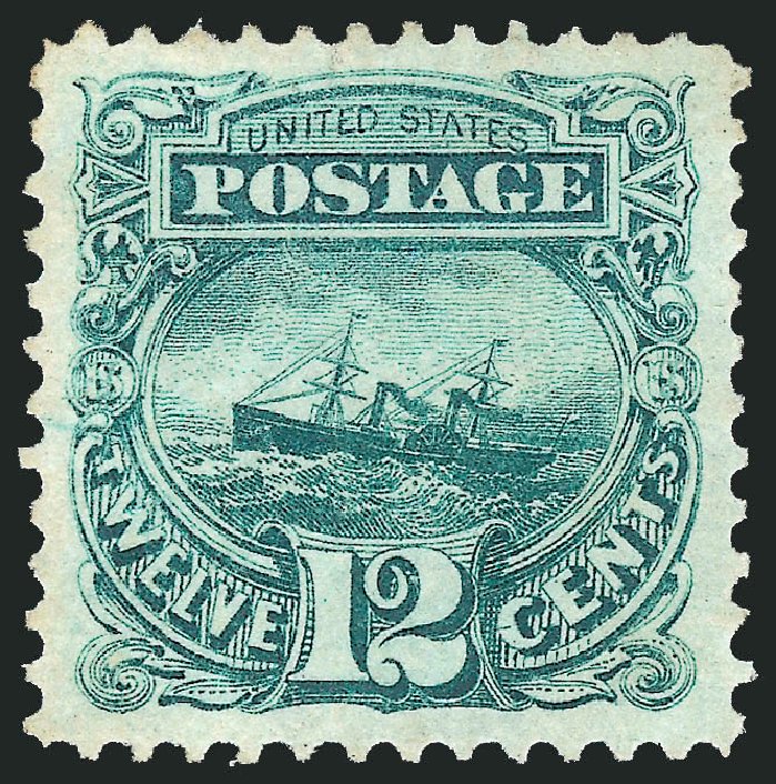Price of US Stamp Scott Cat. # 128: 12c 1875 Pictorial Re-issue S.S. Adriatic. Robert Siegel Auction Galleries, Mar 2012, Sale 1019, Lot 480