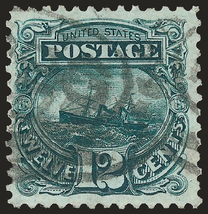 US Stamp Values Scott Catalog #128 - 12c 1875 Pictorial Re-issue S.S. Adriatic. Robert Siegel Auction Galleries, Sep 2009, Sale 976, Lot 1500