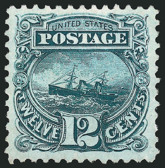 Price of US Stamps Scott Cat. # 128 - 1875 12c Pictorial Re-issue S.S. Adriatic. Robert Siegel Auction Galleries, Oct 2011, Sale 1014, Lot 1335