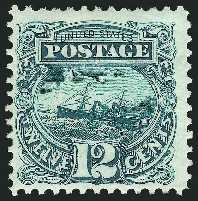 US Stamp Prices Scott # 128 - 1875 12c Pictorial Re-issue S.S. Adriatic. Robert Siegel Auction Galleries, Nov 2013, Sale 1061, Lot 3562