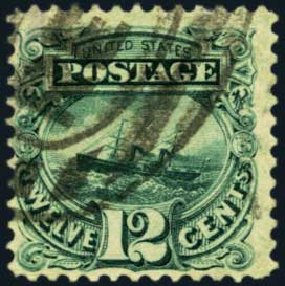 US Stamp Price Scott 128: 1875 12c Pictorial Re-issue S.S. Adriatic. Harmer-Schau Auction Galleries, Aug 2012, Sale 94, Lot 1233