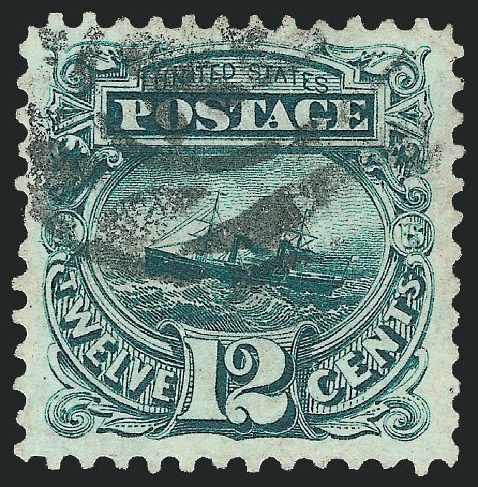 US Stamps Prices Scott Catalogue 128 - 1875 12c Pictorial Re-issue S.S. Adriatic. Robert Siegel Auction Galleries, Dec 2012, Sale 1037, Lot 1693