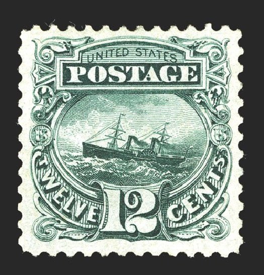 US Stamps Value Scott Catalogue # 128: 1875 12c Pictorial Re-issue S.S. Adriatic. Spink Shreves Galleries, Mar 2013, Sale 142, Lot 203