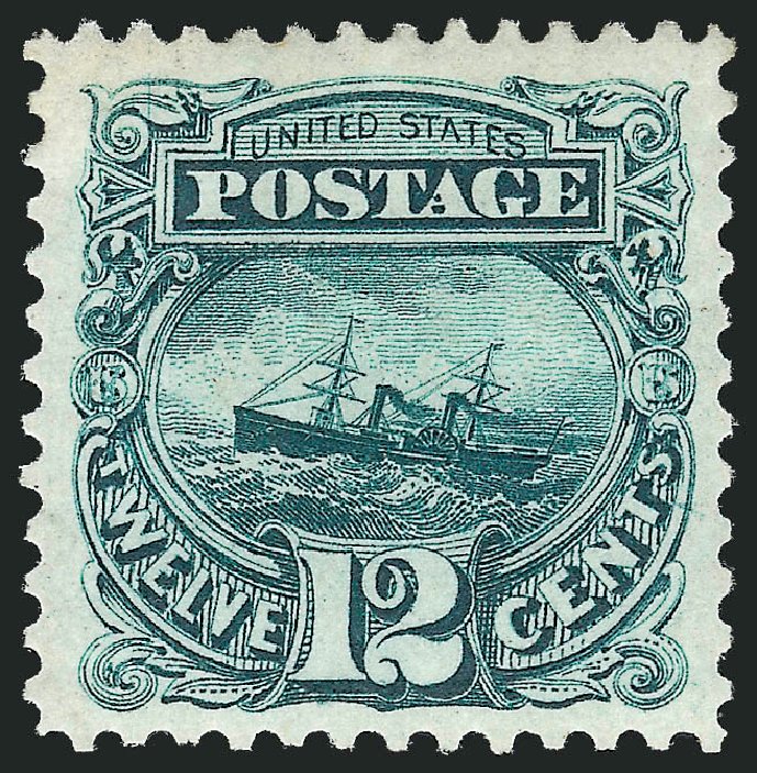 US Stamps Price Scott Cat. #128: 1875 12c Pictorial Re-issue S.S. Adriatic. Robert Siegel Auction Galleries, Mar 2011, Sale 1007, Lot 2306