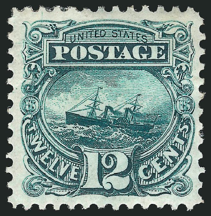 Costs of US Stamp Scott Catalogue #128: 1875 12c Pictorial Re-issue S.S. Adriatic. Robert Siegel Auction Galleries, Mar 2012, Sale 1021, Lot 336