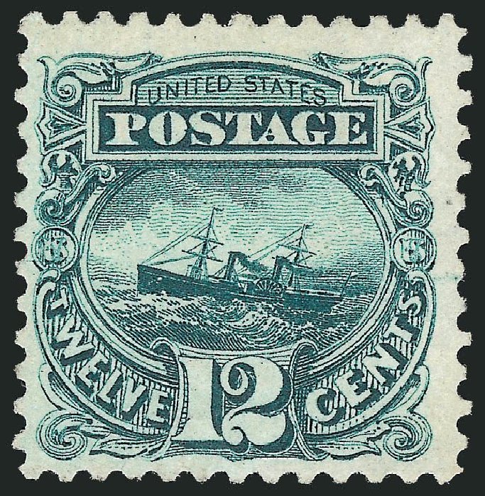 US Stamp Prices Scott Catalogue # 128: 12c 1875 Pictorial Re-issue S.S. Adriatic. Robert Siegel Auction Galleries, Nov 2013, Sale 1057, Lot 696