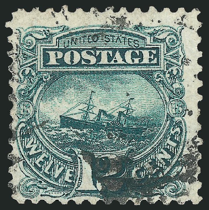 Costs of US Stamp Scott Cat. 128 - 1875 12c Pictorial Re-issue S.S. Adriatic. Robert Siegel Auction Galleries, Dec 2009, Sale 982, Lot 5386