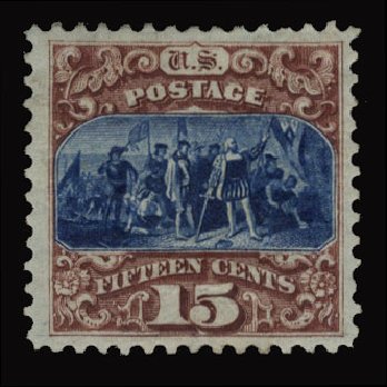 US Stamps Prices Scott Catalog 129: 1875 15c Pictorial Re-issue Columbus. Cherrystone Auctions, Jun 2012, Sale 201206, Lot 87