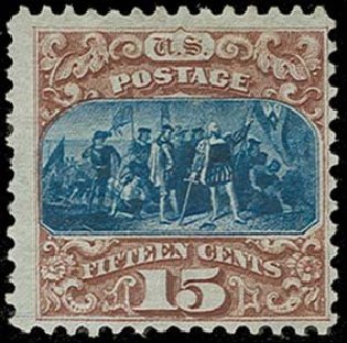 US Stamps Price Scott #129: 15c 1875 Pictorial Re-issue Columbus. H.R. Harmer, Oct 2014, Sale 3006, Lot 1187