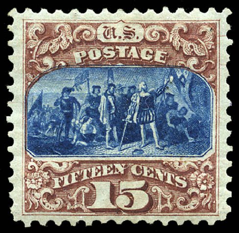 Cost of US Stamps Scott # 129: 15c 1875 Pictorial Re-issue Columbus. Matthew Bennett International, May 2014, Sale 350, Lot 238