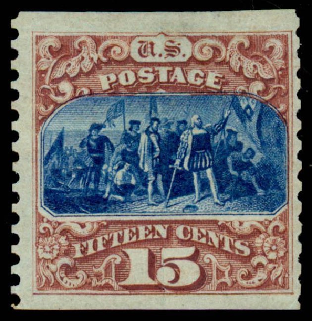 Values of US Stamp Scott Catalog 129 - 15c 1875 Pictorial Re-issue Columbus. Daniel Kelleher Auctions, May 2014, Sale 652, Lot 258