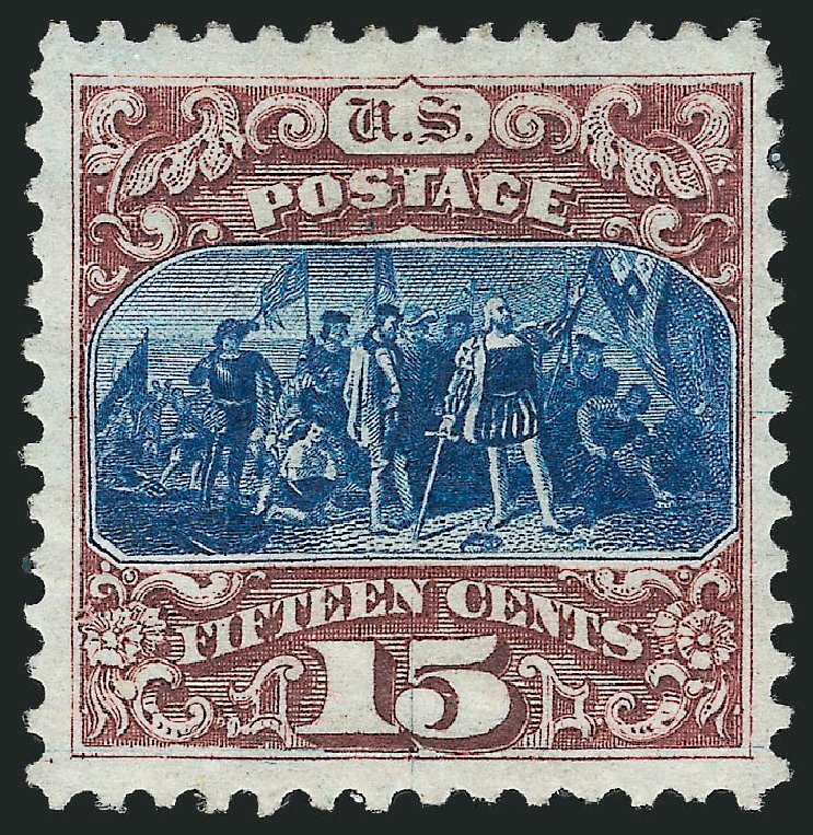 US Stamps Values Scott 129: 1875 15c Pictorial Re-issue Columbus. Robert Siegel Auction Galleries, Mar 2011, Sale 1007, Lot 2308