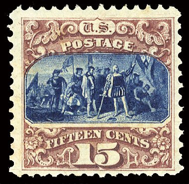 US Stamp Prices Scott Catalog #129: 1875 15c Pictorial Re-issue Columbus. Cherrystone Auctions, Nov 2008, Sale 200811, Lot 1069