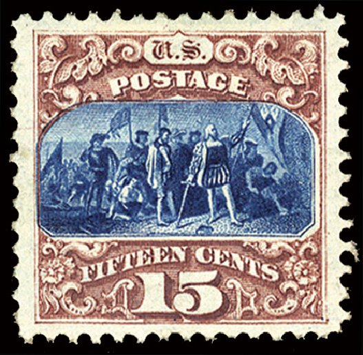 US Stamps Price Scott Catalog #129: 15c 1875 Pictorial Re-issue Columbus. Cherrystone Auctions, Mar 2009, Sale 200903, Lot 129