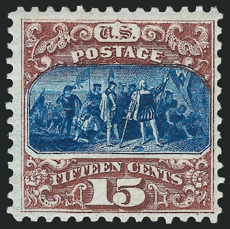 Value of US Stamps Scott Catalogue # 129 - 1875 15c Pictorial Re-issue Columbus. Robert Siegel Auction Galleries, Oct 2011, Sale 1014, Lot 1341