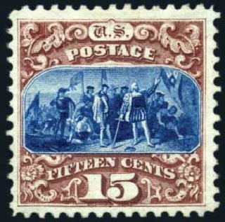 Price of US Stamps Scott Catalogue 129 - 1875 15c Pictorial Re-issue Columbus. Harmer-Schau Auction Galleries, Feb 2009, Sale 80, Lot 1154