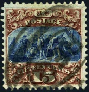 US Stamp Values Scott Cat. # 129: 15c 1875 Pictorial Re-issue Columbus. Harmer-Schau Auction Galleries, Aug 2012, Sale 94, Lot 1234
