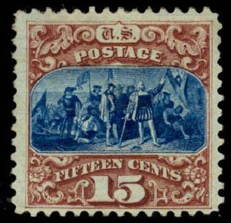 Costs of US Stamp Scott Cat. # 129: 1875 15c Pictorial Re-issue Columbus. Daniel Kelleher Auctions, Apr 2013, Sale 636, Lot 154