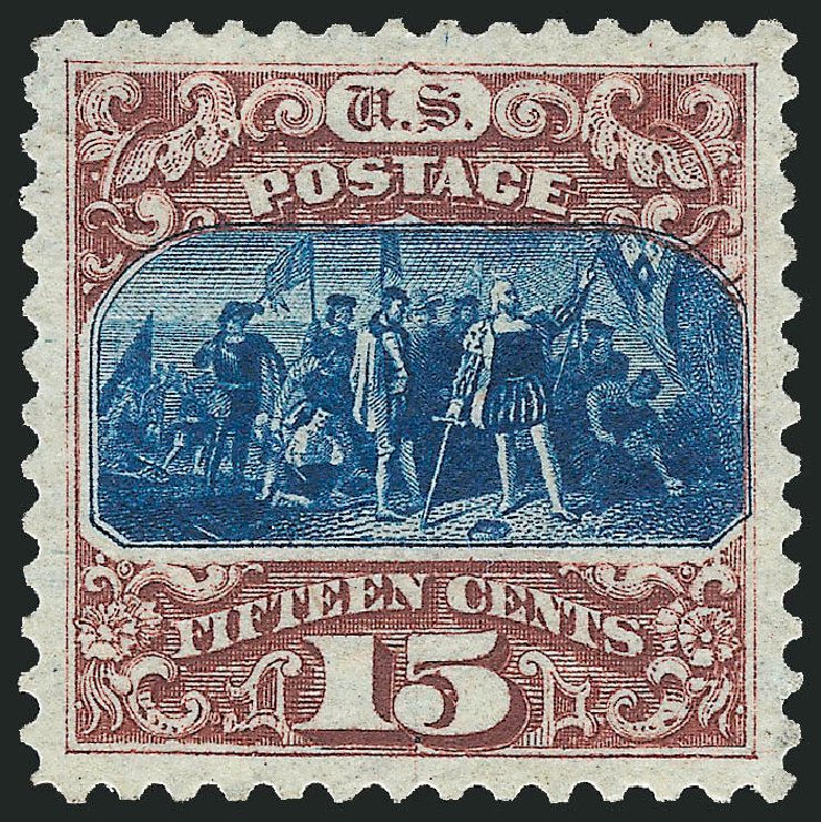 US Stamp Values Scott Catalogue # 129: 1875 15c Pictorial Re-issue Columbus. Robert Siegel Auction Galleries, Oct 2010, Sale 997, Lot 5514