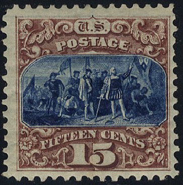 Values of US Stamp Scott Cat. #129: 15c 1875 Pictorial Re-issue Columbus. Cherrystone Auctions, May 2008, Sale 200805, Lot 165