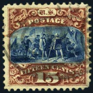 Price of US Stamp Scott Catalogue 129: 1875 15c Pictorial Re-issue Columbus. Harmer-Schau Auction Galleries, Jan 2013, Sale 96, Lot 485