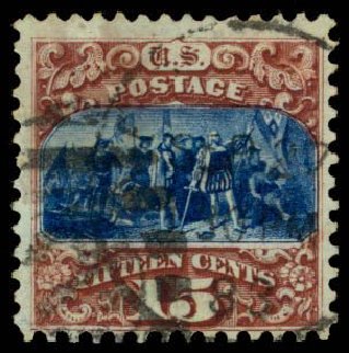 Price of US Stamps Scott Catalogue # 129: 1875 15c Pictorial Re-issue Columbus. Daniel Kelleher Auctions, Apr 2013, Sale 636, Lot 155