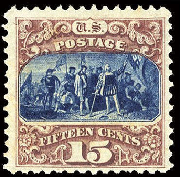 US Stamps Value Scott Cat. # 129: 1875 15c Pictorial Re-issue Columbus. Cherrystone Auctions, Sep 2010, Sale 201009, Lot 62