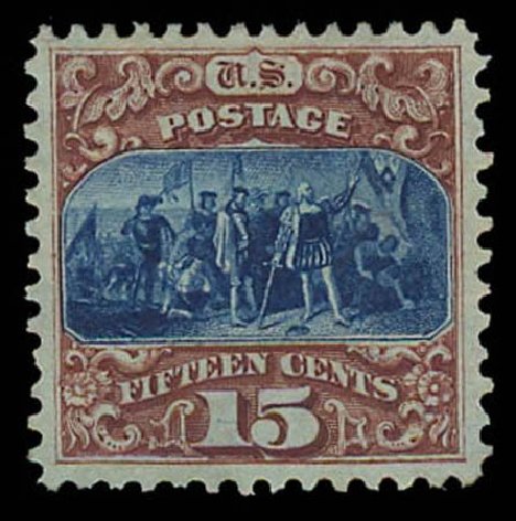 US Stamp Prices Scott Catalogue # 129 - 15c 1875 Pictorial Re-issue Columbus. Daniel Kelleher Auctions, Oct 2011, Sale 626, Lot 153