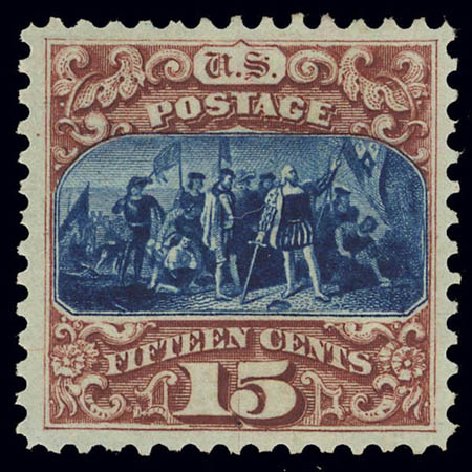Price of US Stamp Scott Catalog 129: 15c 1875 Pictorial Re-issue Columbus. Daniel Kelleher Auctions, Feb 2013, Sale 634, Lot 103