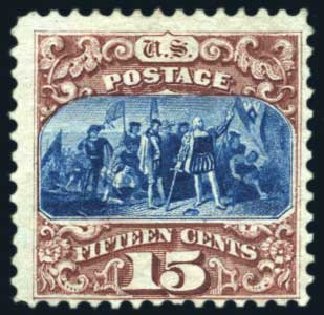 Prices of US Stamp Scott Cat. 129: 1875 15c Pictorial Re-issue Columbus. Harmer-Schau Auction Galleries, Aug 2011, Sale 90, Lot 1296