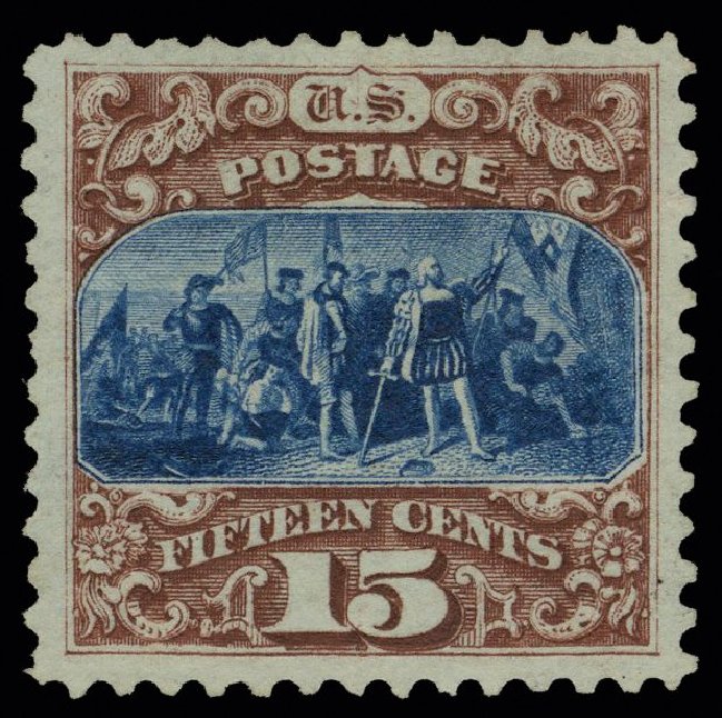 Value of US Stamps Scott Cat. # 129 - 1875 15c Pictorial Re-issue Columbus. H.R. Harmer, May 2014, Sale 3005, Lot 1126