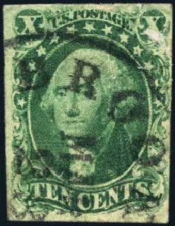 Prices of US Stamps Scott Cat. 13 - 1855 10c Washington. Harmer-Schau Auction Galleries, Jan 2014, Sale 100, Lot 428