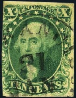 US Stamp Value Scott Catalogue 13: 10c 1855 Washington. Harmer-Schau Auction Galleries, Aug 2012, Sale 94, Lot 1008