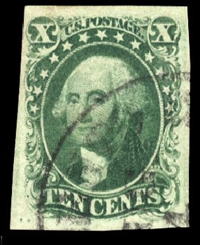 US Stamp Values Scott # 13 - 10c 1855 Washington. Cherrystone Auctions, Jun 2014, Sale 201406, Lot 19