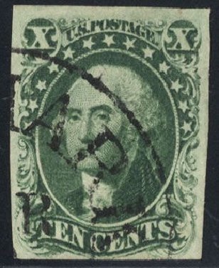 US Stamp Value Scott Catalog #13: 1855 10c Washington. Cherrystone Auctions, Mar 2008, Sale 200803, Lot 50