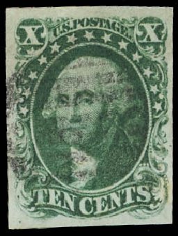 US Stamps Value Scott Catalog 13 - 1855 10c Washington. Daniel Kelleher Auctions, Jun 2012, Sale 630, Lot 1221