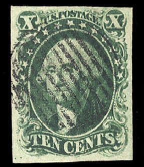 US Stamps Prices Scott #13: 1855 10c Washington. Cherrystone Auctions, Jul 2010, Sale 201007, Lot 5