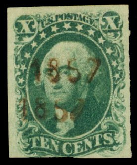Prices of US Stamp Scott # 13 - 1855 10c Washington. Daniel Kelleher Auctions, Dec 2013, Sale 640, Lot 45