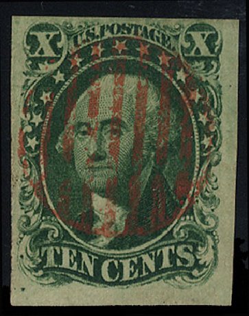 Costs of US Stamp Scott Catalog # 13: 10c 1855 Washington. Cherrystone Auctions, Apr 2010, Sale 201004, Lot 36