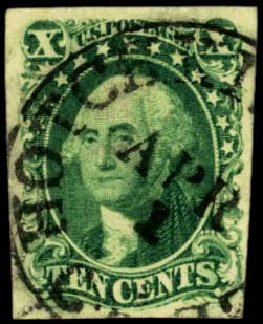 US Stamp Value Scott Catalog 13 - 1855 10c Washington. Harmer-Schau Auction Galleries, Feb 2012, Sale 92, Lot 806