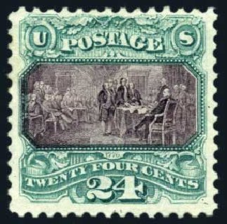 Values of US Stamp Scott Cat. #130: 1875 24c Pictorial Re-issue Declaration. Harmer-Schau Auction Galleries, Feb 2009, Sale 80, Lot 1157