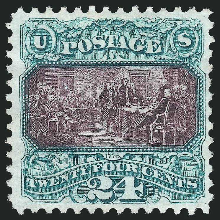 US Stamps Price Scott Catalogue # 130 - 24c 1875 Pictorial Re-issue Declaration. Robert Siegel Auction Galleries, Jul 2013, Sale 1050, Lot 267