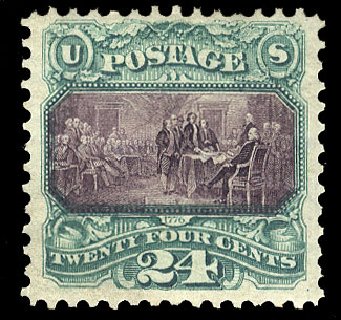 Price of US Stamps Scott Catalog 130: 1875 24c Pictorial Re-issue Declaration. Cherrystone Auctions, Apr 2009, Sale 200904, Lot 28