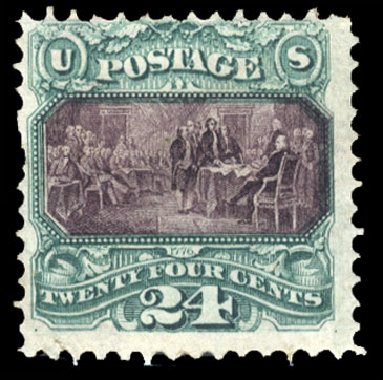 US Stamps Price Scott Catalogue # 130: 1875 24c Pictorial Re-issue Declaration. Cherrystone Auctions, Jun 2012, Sale 201206, Lot 88