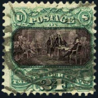 US Stamps Value Scott Cat. 130 - 1875 24c Pictorial Re-issue Declaration. Harmer-Schau Auction Galleries, Aug 2012, Sale 94, Lot 1238