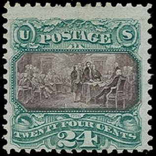 US Stamp Values Scott Cat. 130: 24c 1875 Pictorial Re-issue Declaration. H.R. Harmer, Oct 2014, Sale 3006, Lot 1188